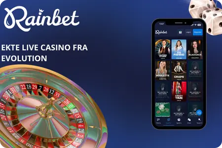 Rainbet Casino live casino fra Evolution Gaming - live blackjack, roulette og game shows på mobil